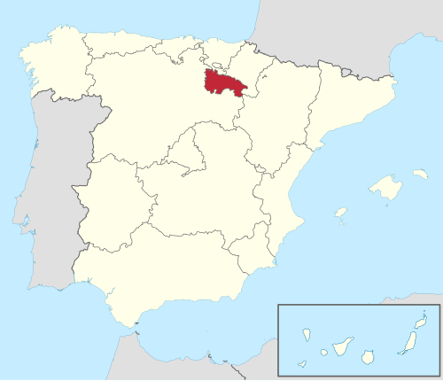 Kaart van Spanje met Rioja streek